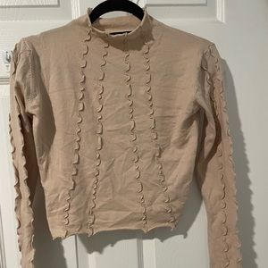 Beige fitted long sleeve top